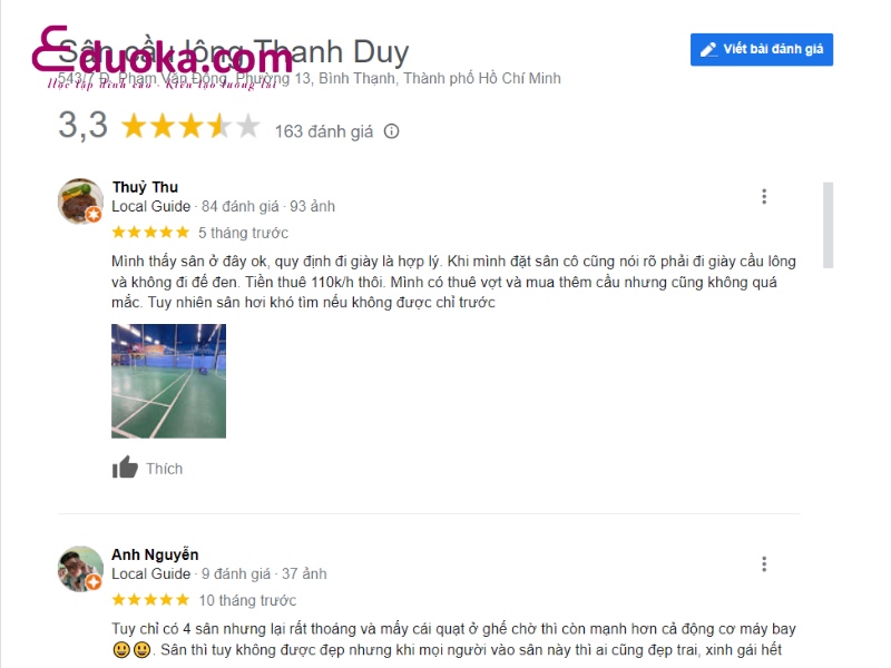 Nhận xét của các vợt thủ khi trải nghiệm tại sân cầu lông Thanh Duy