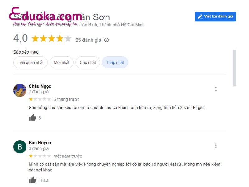 Đánh giá của các vợt thủ khi trải nghiệm tại sân Tân Sơn