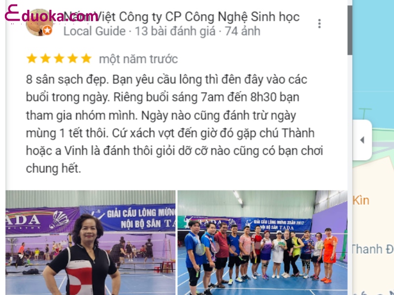 Đánh giá của các vợt thủ về sân cầu lông Tada (Thanh Đa)