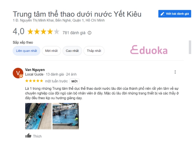 Trải nghiệm của khách hàng về hồ bơi Yết Kiêu