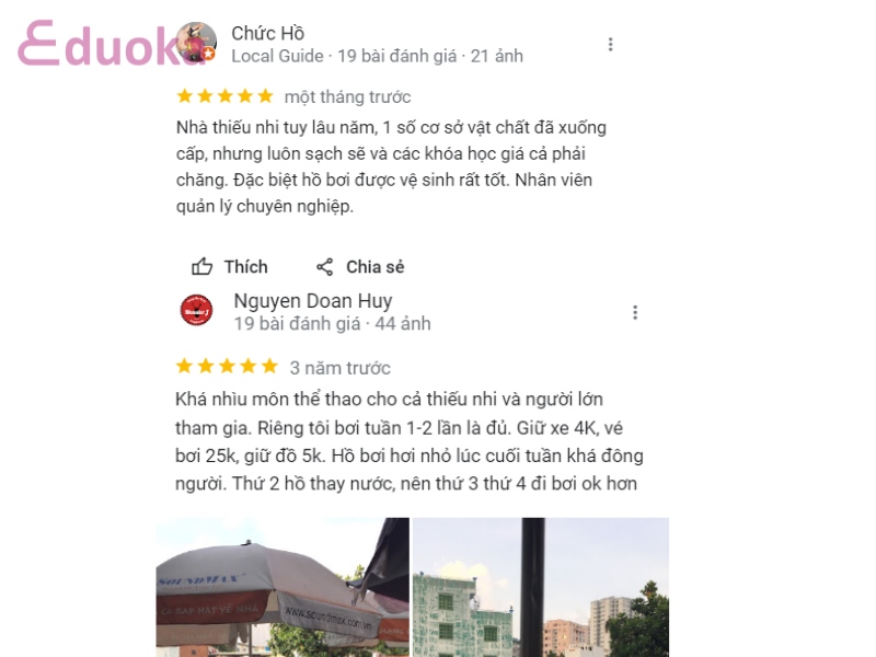 Đánh giá của khách hàng về hồ bơi nhà thiếu nhi Quận 6