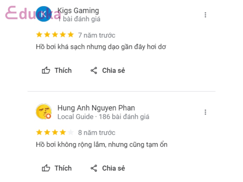 Đánh giá của khách hàng về hồ bơi Phú Lâm