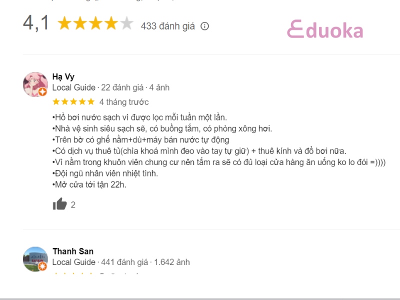 Nhận xét của khách hàng về Hồ Bơi Đăng Khoa