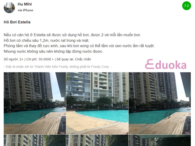 Đánh giá của khách hàng về hồ bơi Estella 