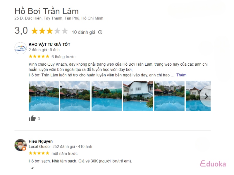 Đánh Giá Của Khách Hàng Về Hồ Bơi Trần Lâm