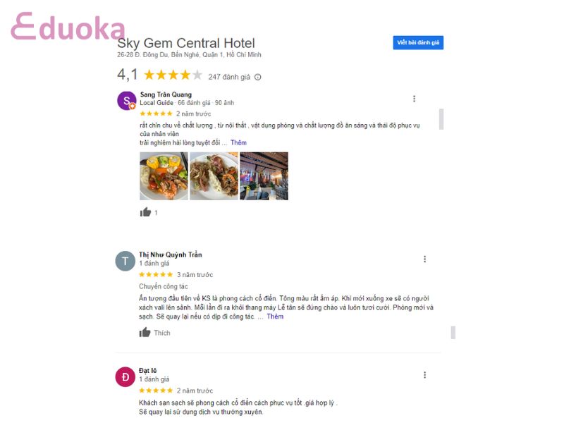 Đánh giá của Khách Hàng về Hồ Bơi Sky Gem Central Hotel