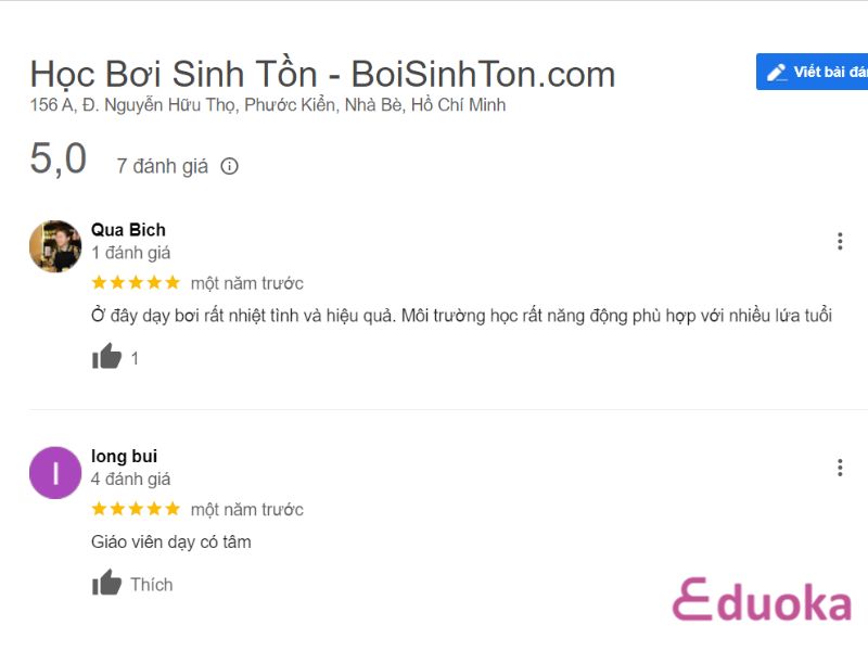 Trải nghiệm của khách hàng về Hồ bơi Sinh Tồn  