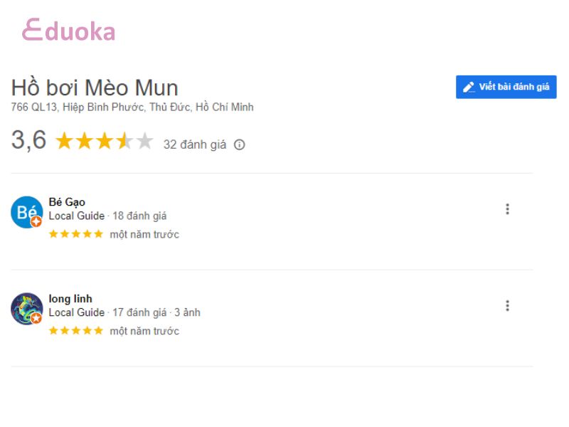 Cảm nhận của khách hàng về Hồ Bơi Mèo Mun