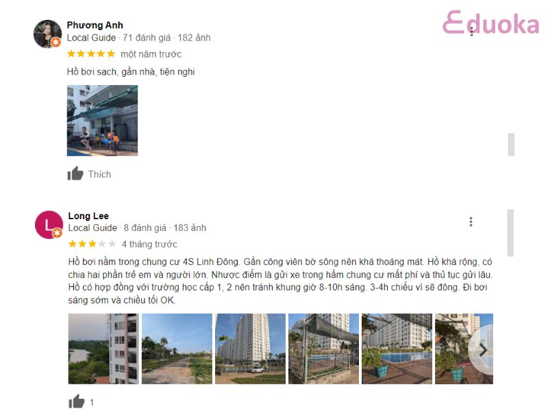 Đánh giá của khách hàng về HỒ BƠI 4S LINH ĐÔNG