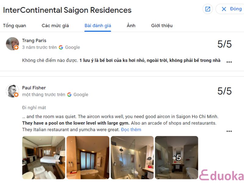Đánh giá của Khách Hàng về Hồ Bơi InterContinental Saigon Residences