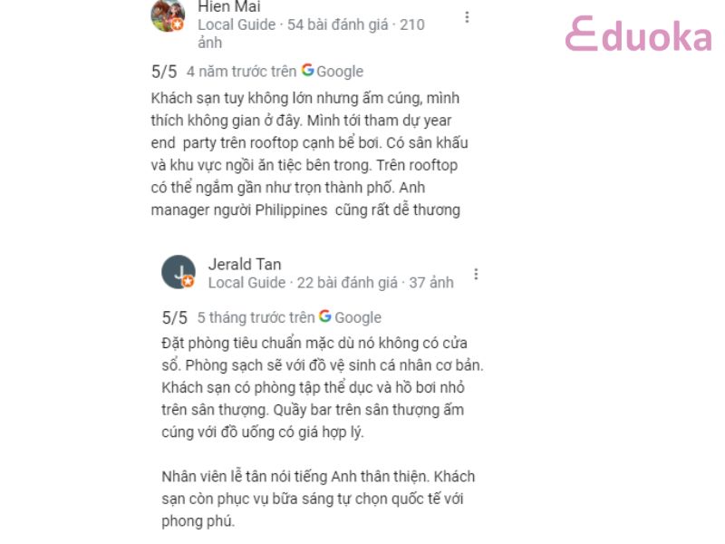 Đánh giá của Khách Hàng về Bể Bơi Khách sạn Bay Hồ Chí Minh