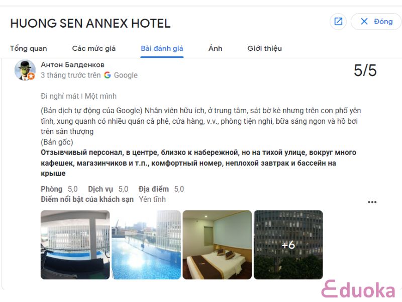 Nhận xét Của Khách Hàng Về Bể Bơi HUONG SEN ANNEX HOTEL