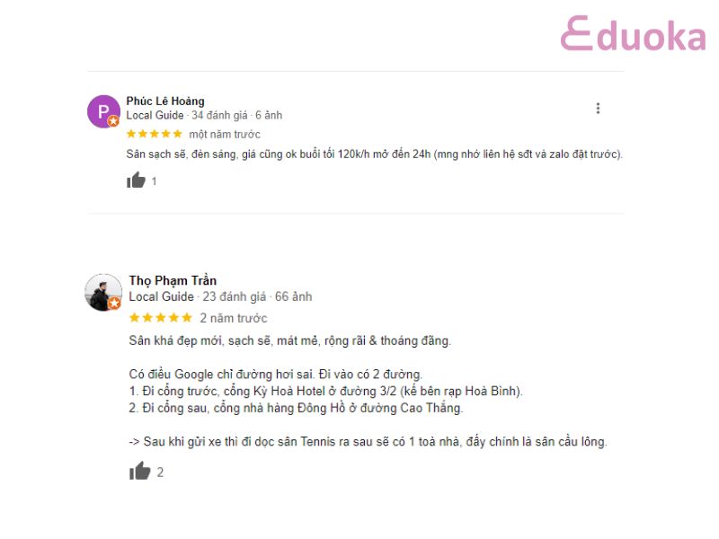 Đánh giá của khách hàng về Câu lạc bộ Kỳ Hòa