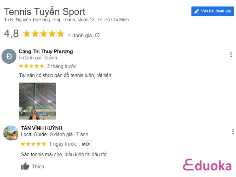 Trải nghiệm của Khách hàng về Tennis Tuyển Sport