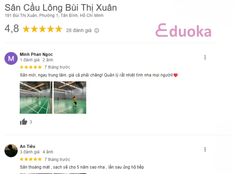 Cảm nhận của các vợt thủ về sân cầu lông Bùi Thị Xuân