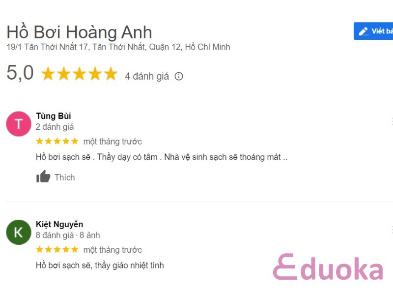 Trải nghiệm của khách hàng về Hồ bơi Hoàng Anh Quận 12