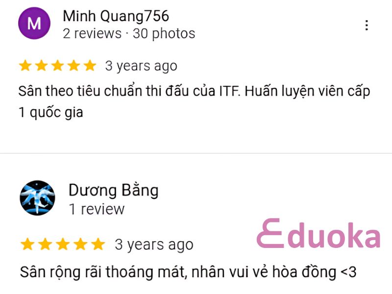 Đánh giá của khách hàng về sân tennis Kinh Bắc