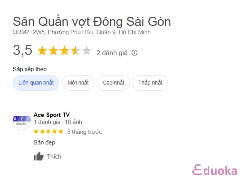 Đánh giá từ khách hàng về sân quần vợt Đông Sài Gòn