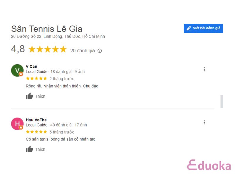 Nhận Xét Về Sân Tennis Lê Gia