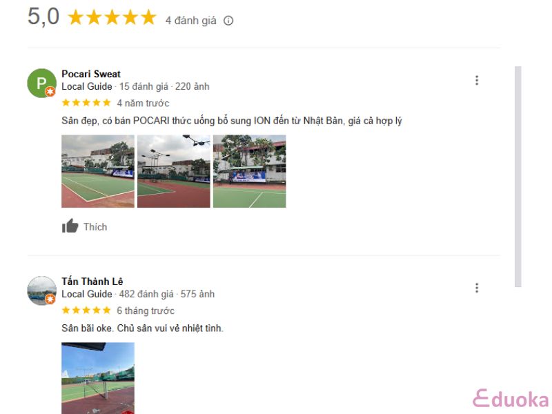 Đánh giá từ khách hàng về Sân Tennis Bến Cát