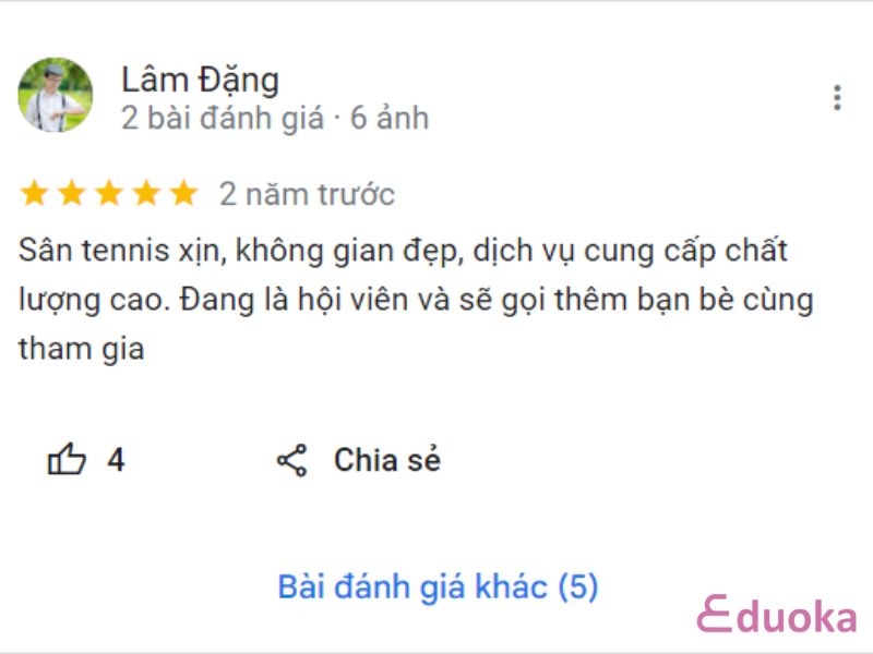 Cảm nhận của khách hàng về Sân Tennis Celadon