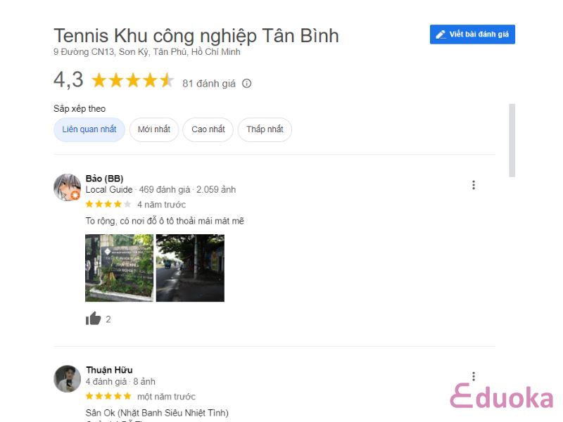 Trải nghiệm của khách hàng về sân tennis khu công nghiệp Tân Bình