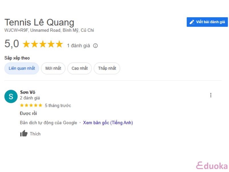 Đánh Giá Của Khách Hàng Về Tennis Lê Quang