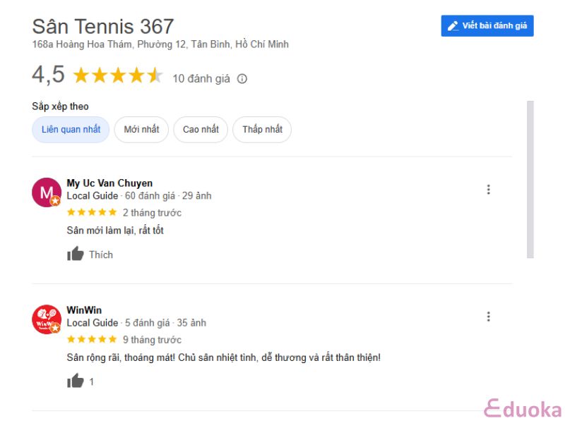 Cảm Nhận Của Khách Hàng Về Sân Tennis 367